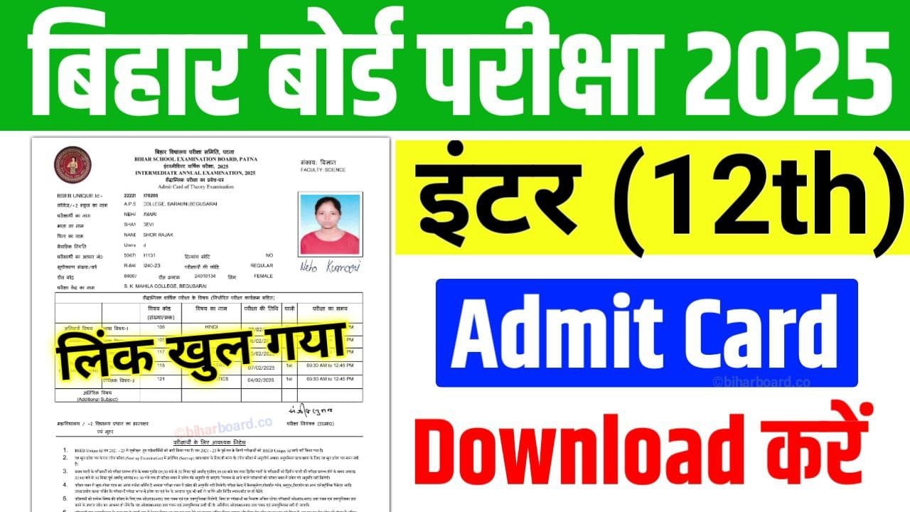 Class 12th Admit Card 2025